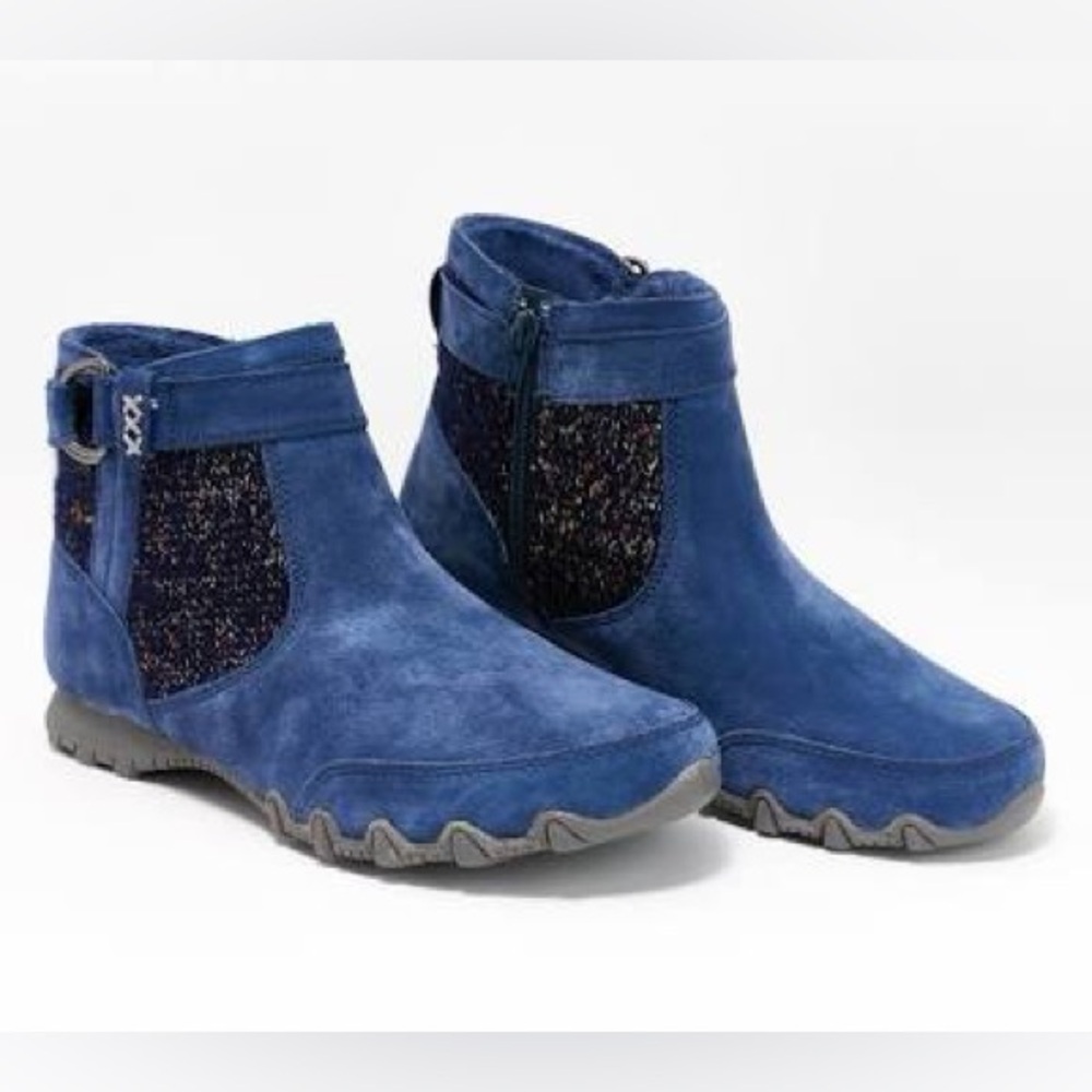 Skechers Relaxed Fit Bikers Lite High Grade Comfort Boots Navy Suede Memory Foam